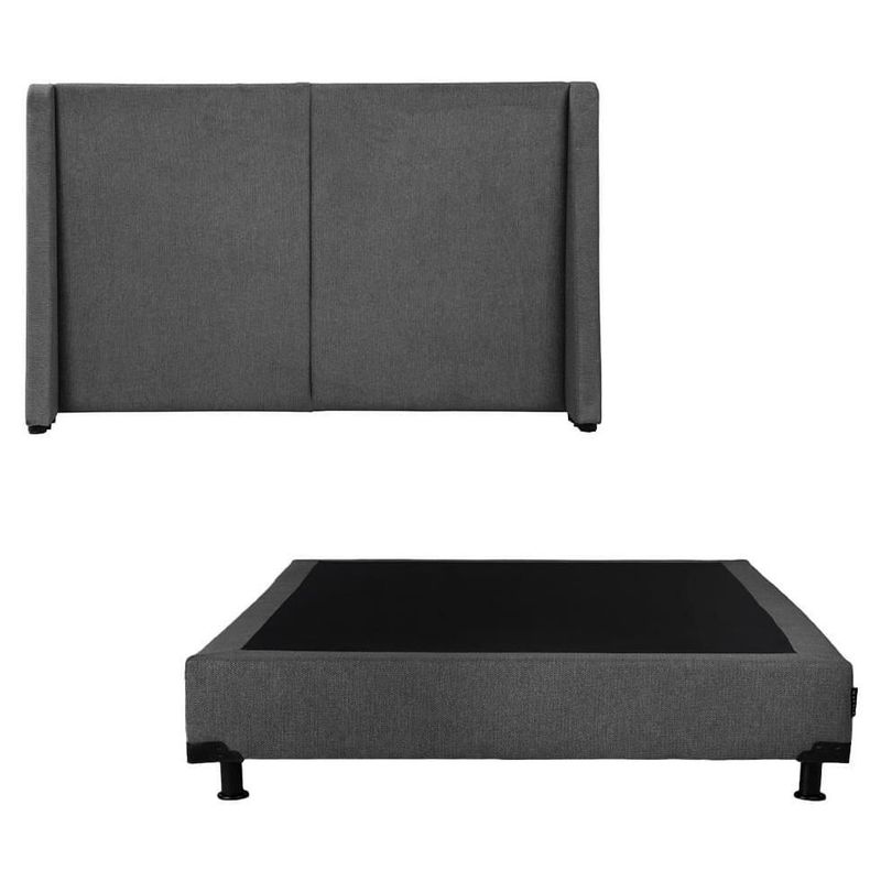 Cabecera Matrimonial Dicasa Milan Gris Oscuro + Box Dicasa Rivo CZD
