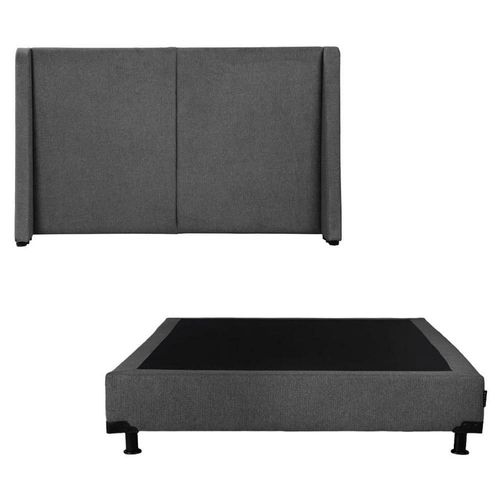 Cabecera Matrimonial Dicasa Milan Gris Oscuro + Box Dicasa Rivo CZD