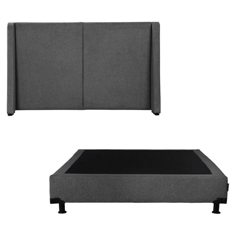 Cabecera Matrimonial Dicasa Milan Gris Oscuro + Box Dicasa Rivo CZD