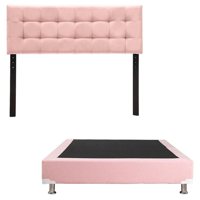 Cabecera Queen Size Dicasa Catania Rosa + Box Dicasa Pink CZD