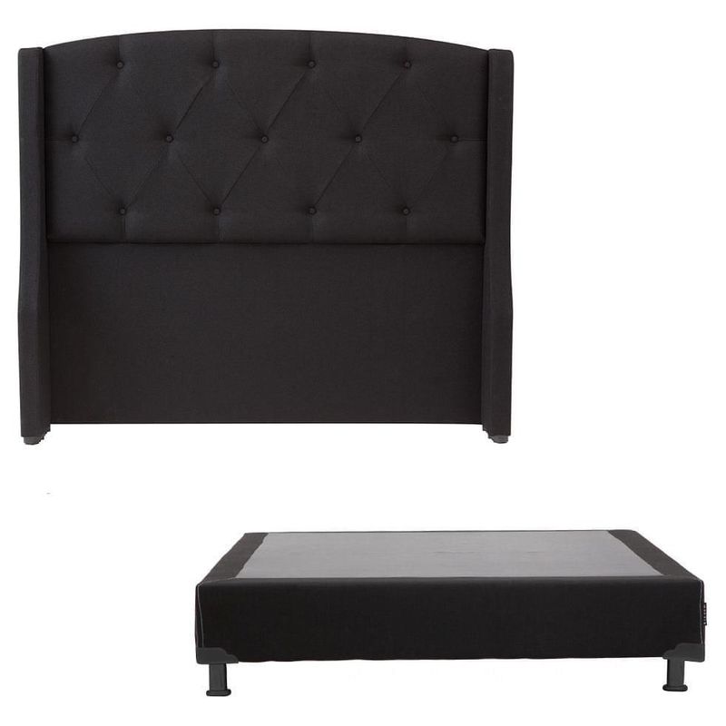 Cabecera Individual Dicasa Zefyr Negro + Box Dicasa Black CZD