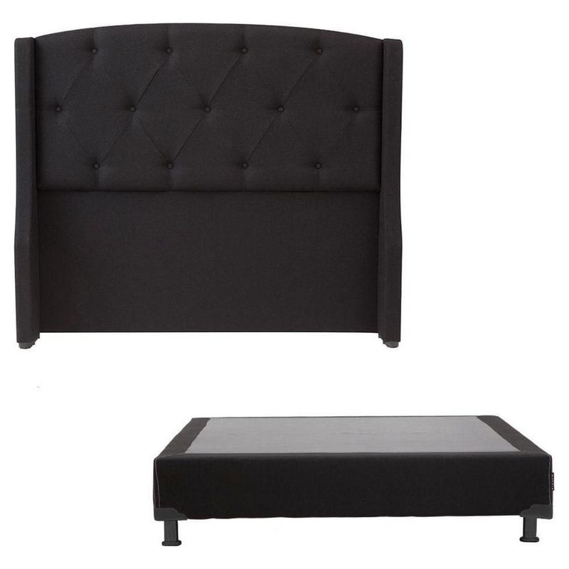 Cabecera Individual Dicasa Zefyr Negro + Box Dicasa Black CZD