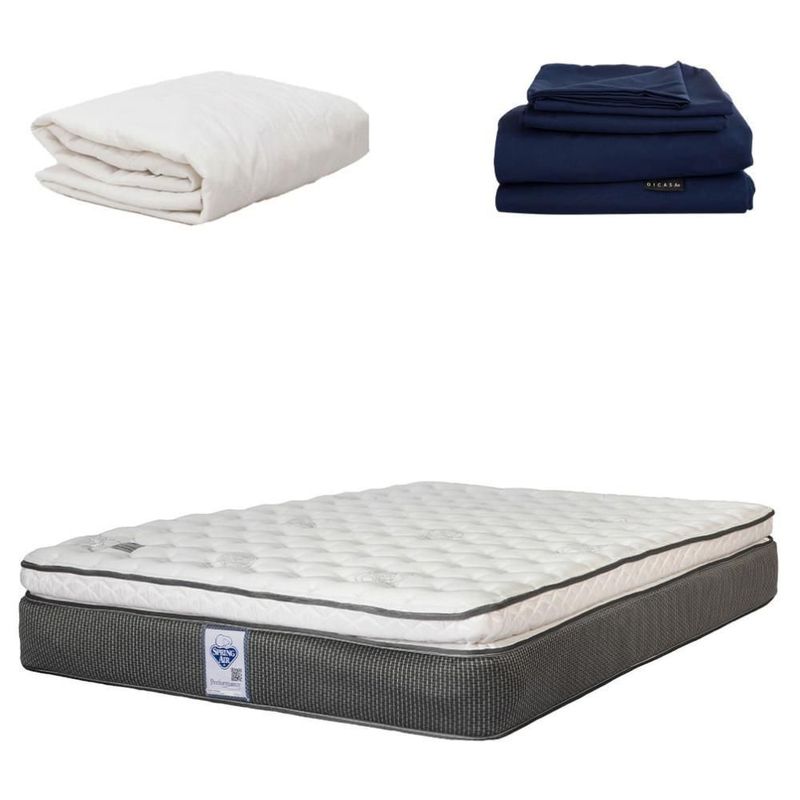 Colchón King Size Spring Air Phantom + Protector + Sábanas Softy CZD