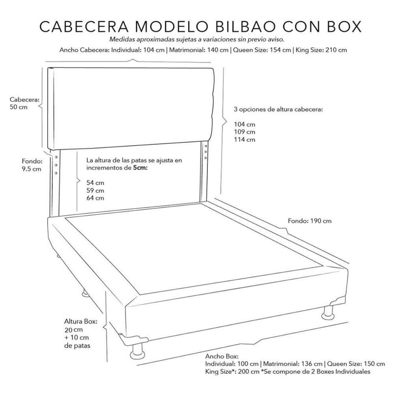 Cabecera Queen Size Dicasa Bilbao Rosa + Box Dicasa Pink CZD