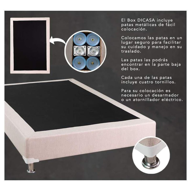 Cabecera King Size Dicasa Lugo Beige claro + Box Dicasa Dolum CZD