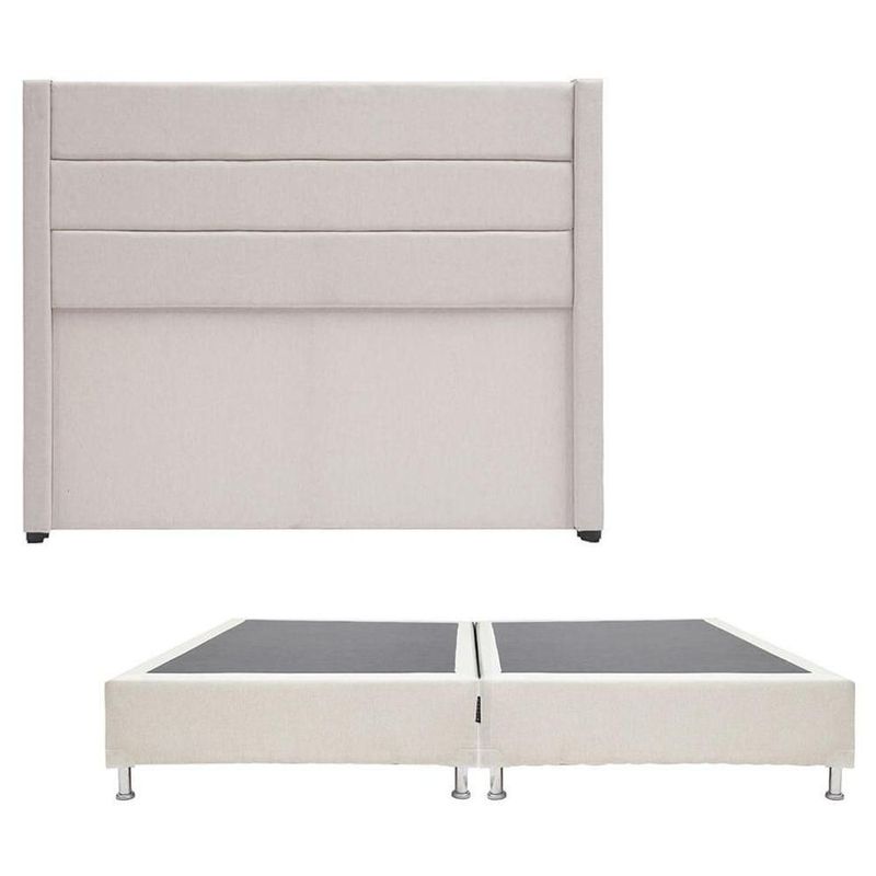 Cabecera King Size Dicasa Lugo Beige claro + Box Dicasa Dolum CZD