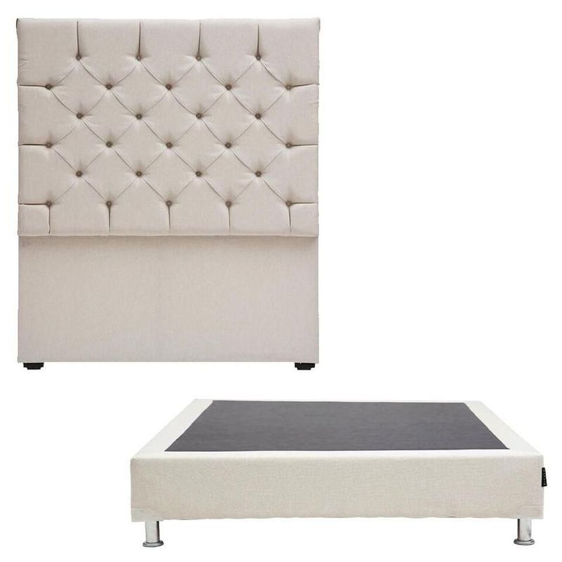 Cabecera Individual Dicasa Capri Beige Claro + Box Dicasa Dolum CZD