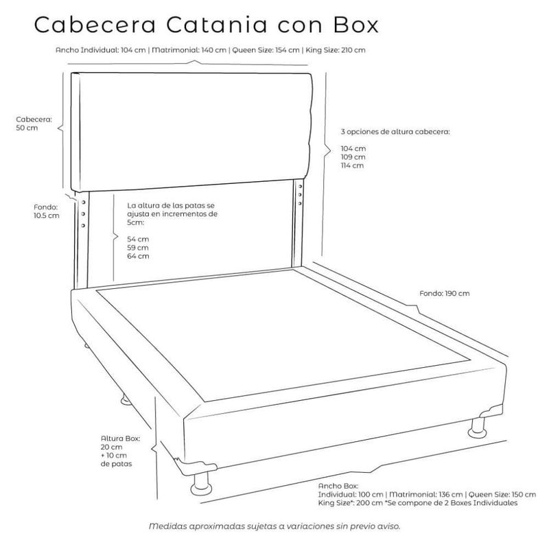 Cabecera Individual Dicasa Catania Azul + Box Rivo Azul RGH