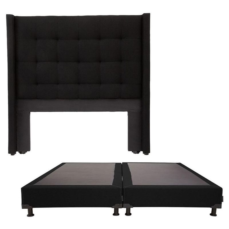 Cabecera King Size Dicasa Titan Negro + Box Dicasa Black CZD