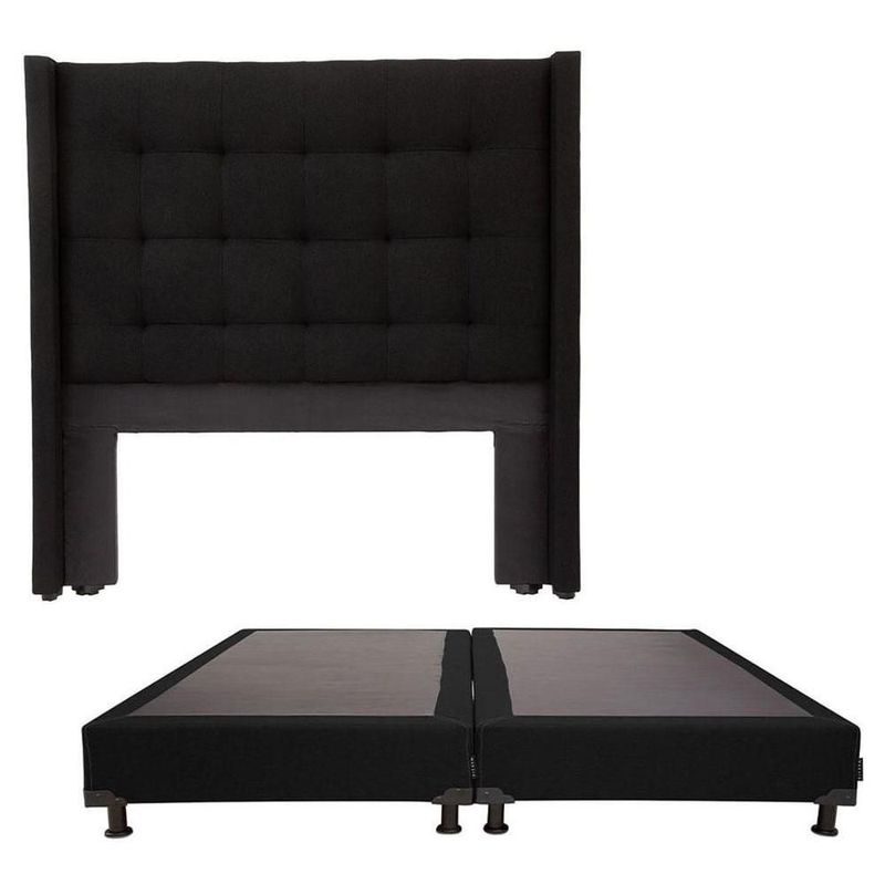 Cabecera King Size Dicasa Titan Negro + Box Dicasa Black CZD