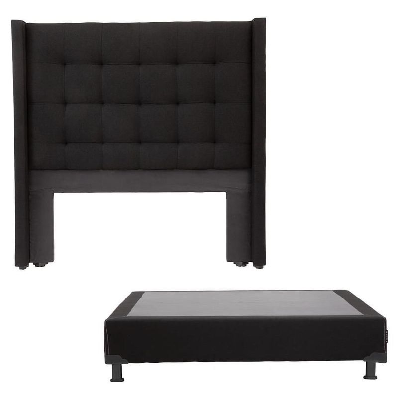 Cabecera Individual Dicasa Titan Negro + Box Dicasa Black CZD