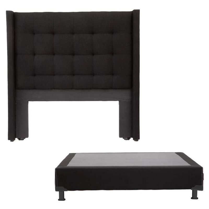 Cabecera Individual Dicasa Titan Negro + Box Dicasa Black CZD
