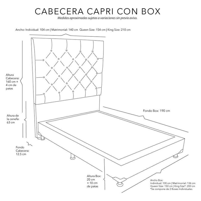 Cabecera King Size Dicasa Capri Beige Claro + Box Dicasa Dolum CZD