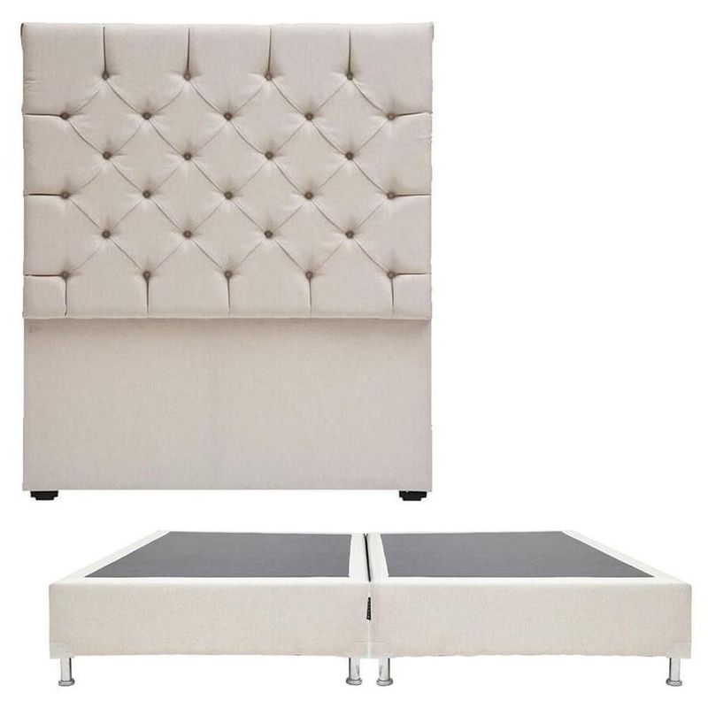 Cabecera King Size Dicasa Capri Beige Claro + Box Dicasa Dolum CZD