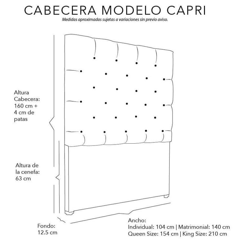 Cabecera Individual Dicasa Capri Azul Oscuro CZD