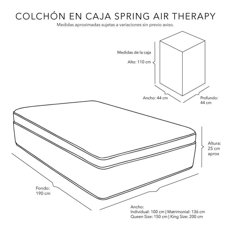 Colchón Queen Size Spring Air en caja Therapy + Blancos Dicasa CZD
