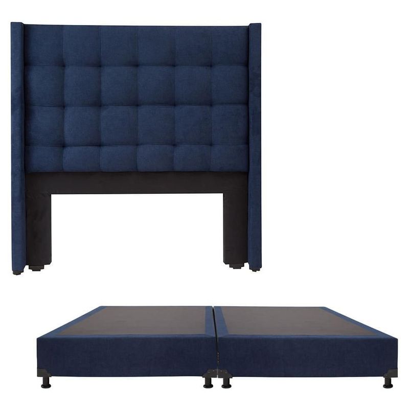 Cabecera King Size Dicasa Titan Azul Marino + Box Dicasa Bless CZD