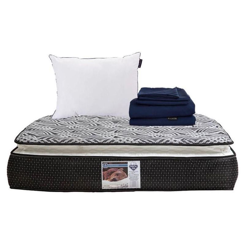 Colchón King Size Spring Air Omega +Almohada One + Sábanas Softy RGH