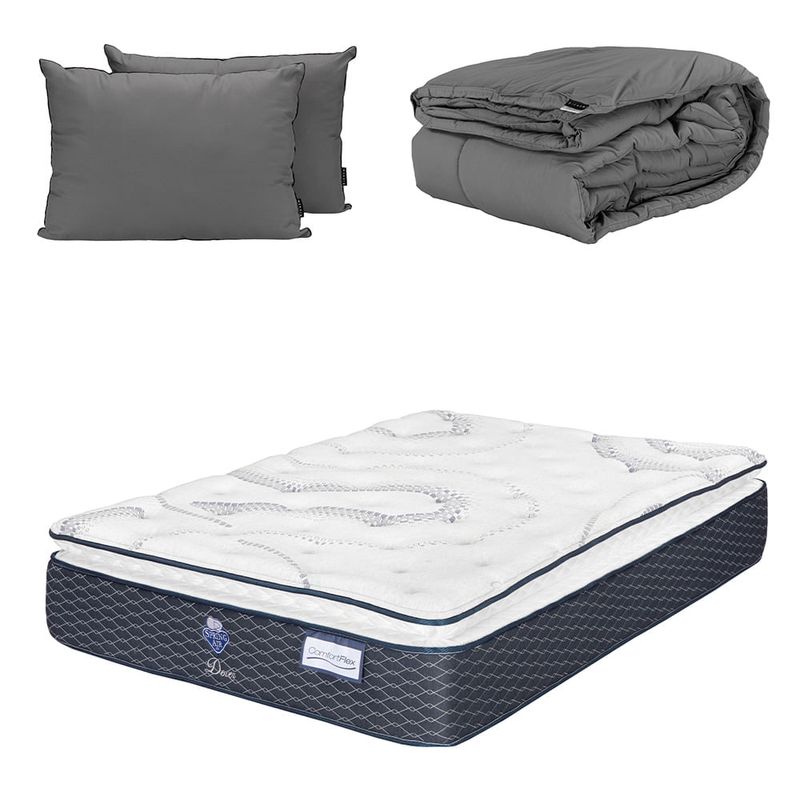 Colchón King Size Dover + Almohadas 2 Pack + Edredón Homy CZD
