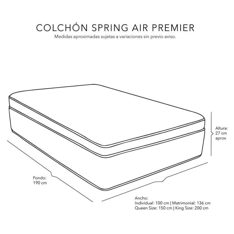 Colchón King Size Spring Air Premier+ Almohada 2Pack+Edredón Homy CZD
