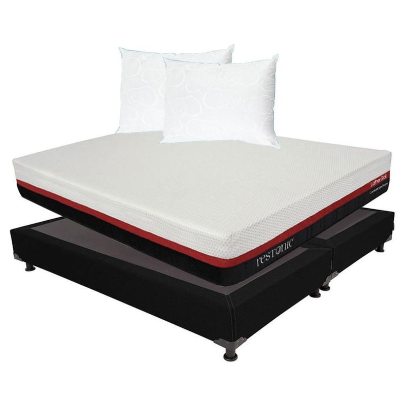 Colchón King Size en caja Restonic Lather + Box + Almohadas Osos RGH