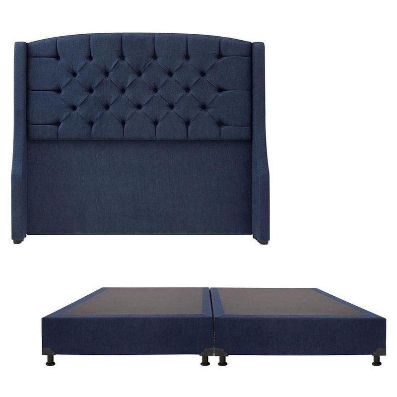 Cabecera King Size Dicasa Sitka Azul Marino + Box Dicasa Bless RGH