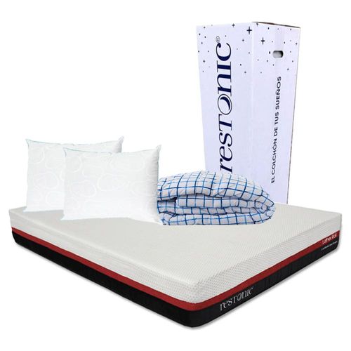 Colchón Individual en caja Lather + 2 Almohadas Osos + Edredón RGH