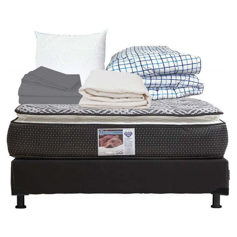 Colchón Queen Size Omega + Box + Full Blancos RGH