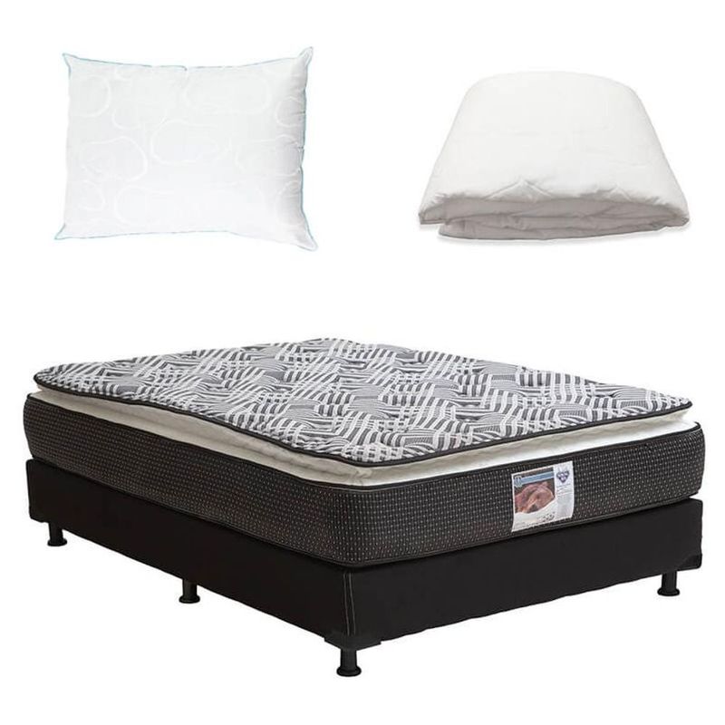 Colchón Matrimonial Spring Air Omega + Box + Protector + Almohada CZD