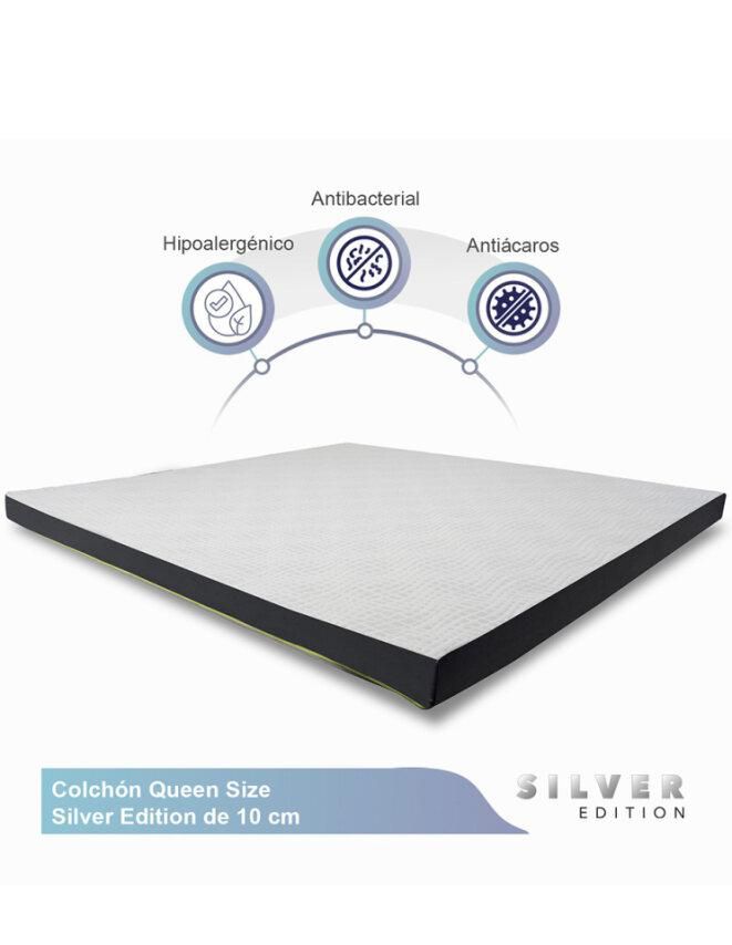 Colchón Queen Size de Espuma de 10cm - Silver Edition - Firmeza Media