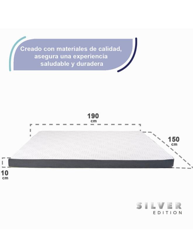 Colchón Queen Size de Espuma de 10cm - Silver Edition - Firmeza Media