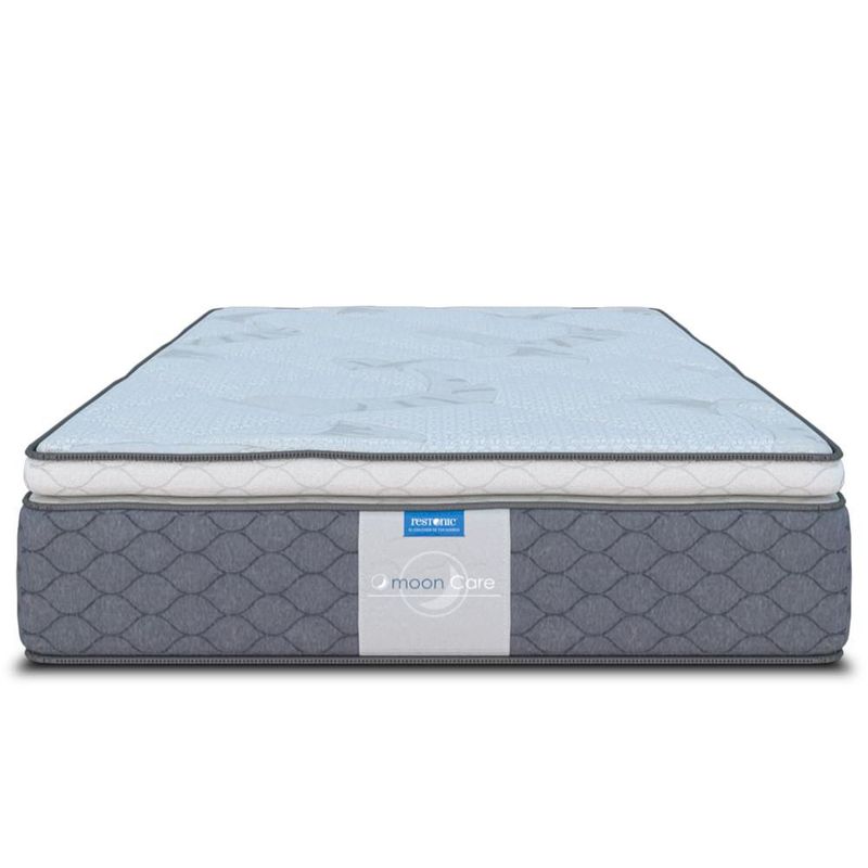 Cama Box + Colchón Restonic King Size Euro Estocolmo + Almohadas