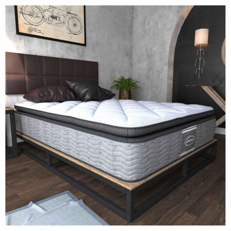 Colchon America Queen Size Ortopédico Colchoneta Antibacterial + Base