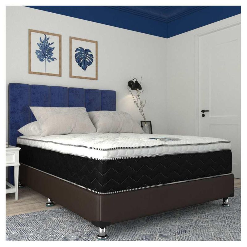 Colchon King Size Serta Antibacterial + Base Box Cama Oxford