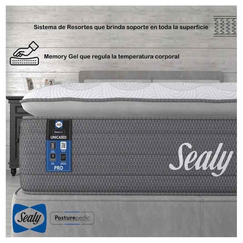 Colchón Sealy King Size Memory Foam Madox Gel Premium Confort Suave