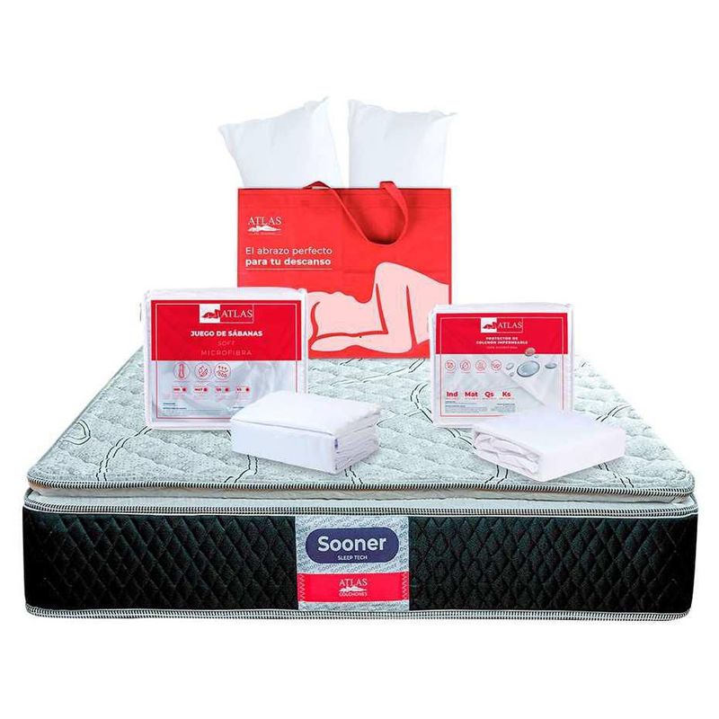 Colchón Queen Size Sooner Más 3 Blancos Atlas Basic