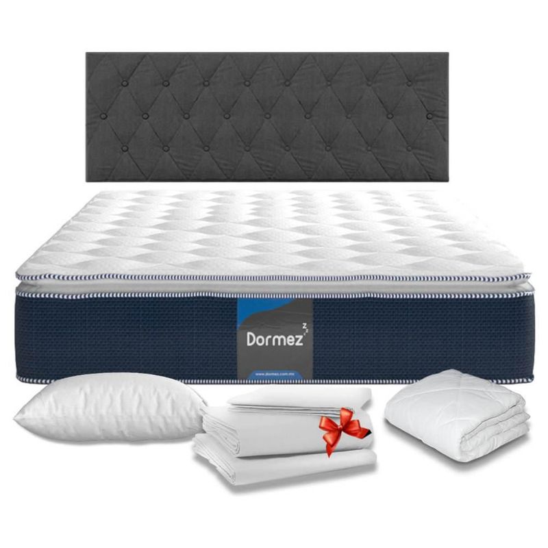 Colchón Matrimonial Dormez Económico Plus + Cabecera y Blancos de Regalo