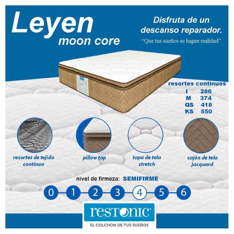 Colchón Restonic Matrimonial Ortopédico Mooncare Antiácaros+2Almohadas