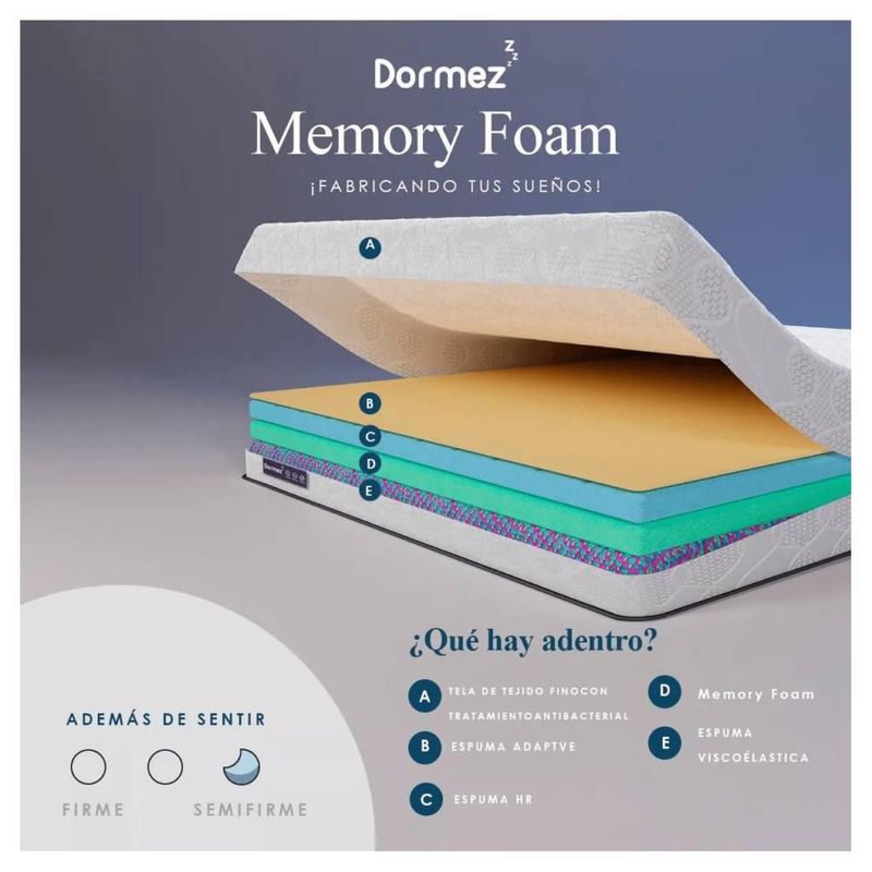 Colchón Matrimonial Dormez Con Memory Foam + Cabecera + Complementos