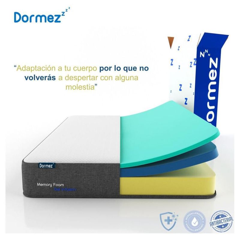 Colchón En Caja Dormez Vigor Individual Ortopédico Con Memory Foam