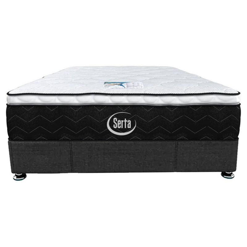 Colchon Queen Size Serta Antibacterial + Base Box Cama Oxford