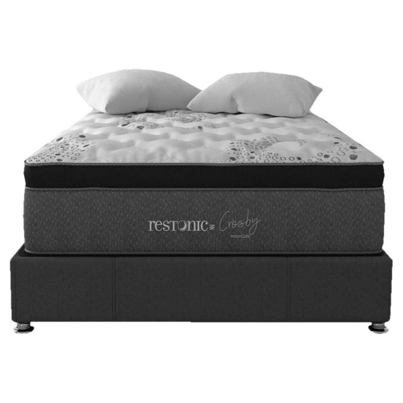 Colchon y Box  Restonic Queen Size Crosby Premier y Almohadas