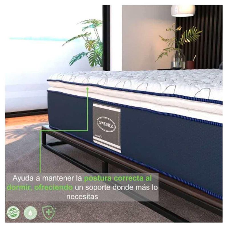 Colchón América Ortopédico Matrimonial con Base Tapiz Tacto piel