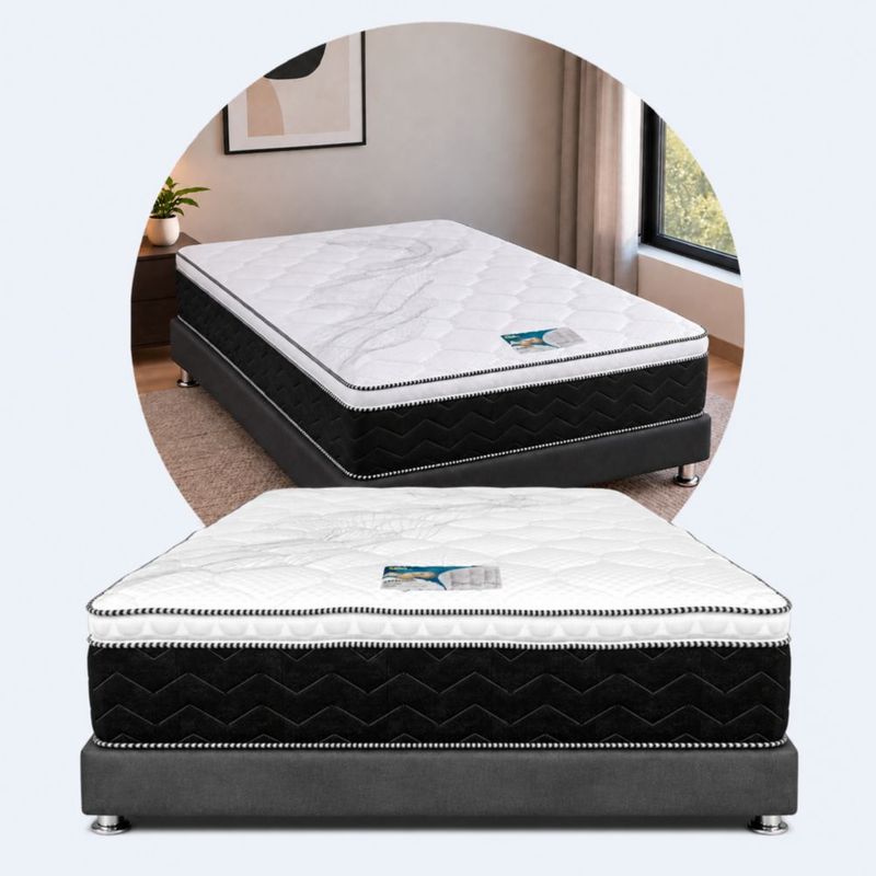 Colchon Matrimonial Serta Antibacterial + Base Box Cama Oxford