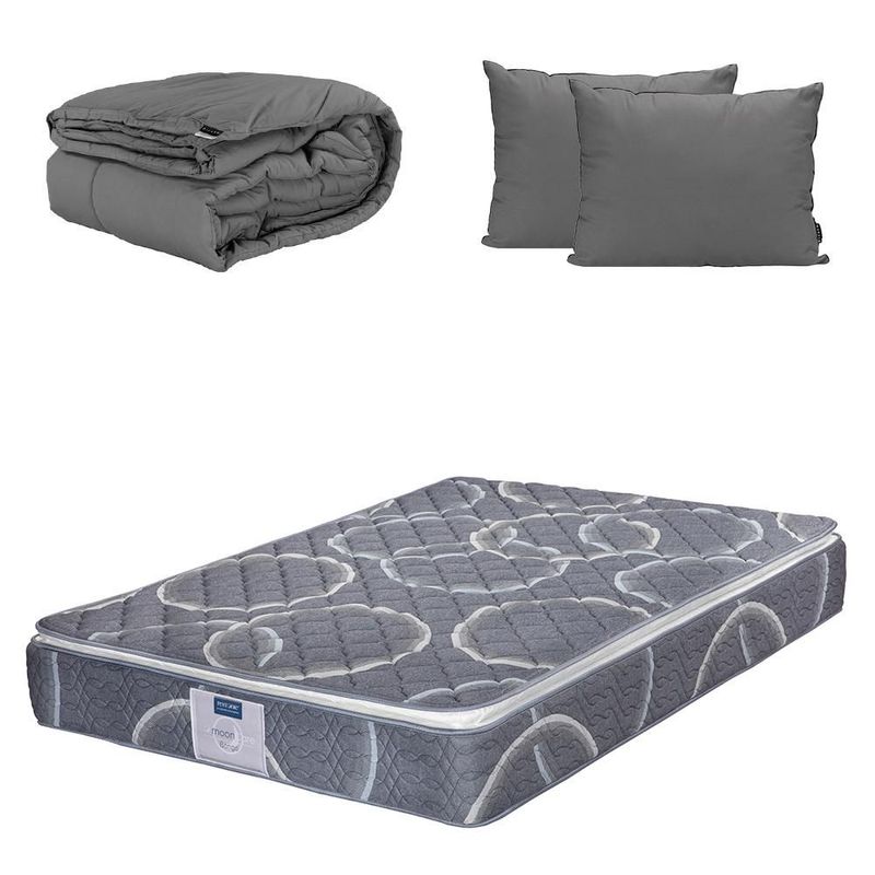 Colchón Matrimonial Bongo Azul+ Almohada 2Pack+ Edredón Homy CDZ
