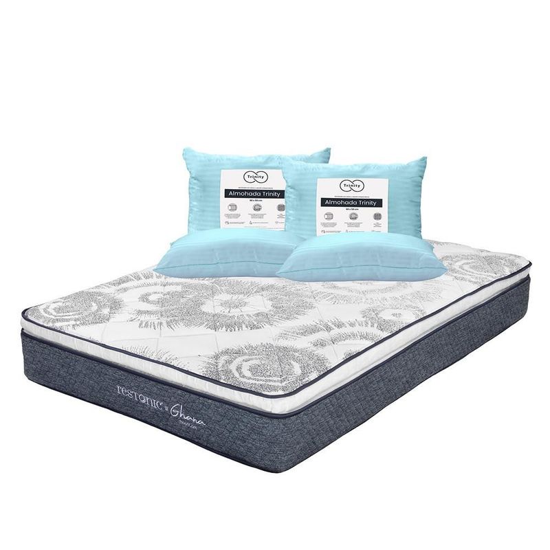 Colchón Matrimonial Restonic Ghana +  2 Almohadas  Trinity TRY