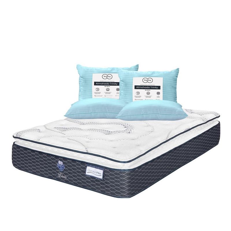 Colchón King Size Spring Air Dover Azul+ Almohada Trinity 2 TRY