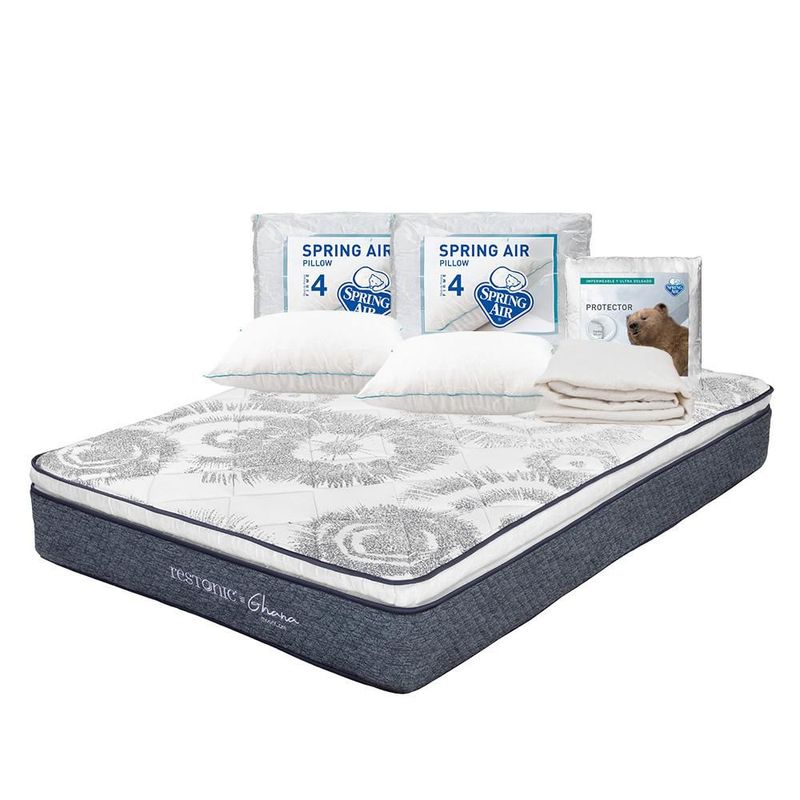 Colchón King Size Restonic Ghana + 2 Almohadas  + Protector  TRY