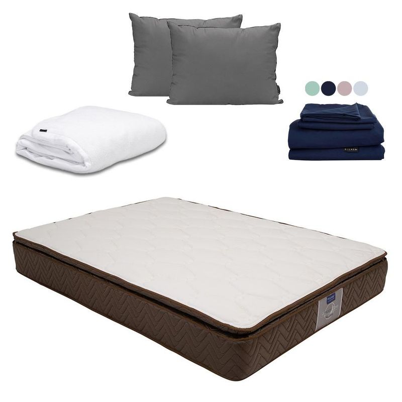 Colchón King Size Restonic Nautilius + Almohada 2 Pack + Sábanas Softy + Protector Cloud CZD