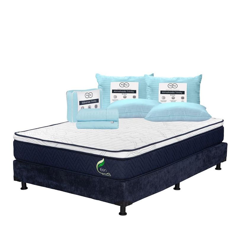 Colchón Matrimonial Restonic Trinity Eon+ Box+ Almohada+ Sabanas TRY